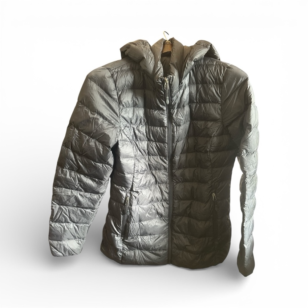 32 Degrees Heat Size Medium Women’s Gray Puffer Jacket with Hood Winter Coat